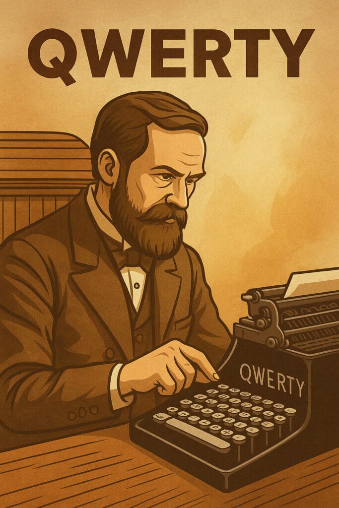 Christopher Latham Sholes merancang tata letak tombol yang kita kenal sekarang: QWERTY. Alasannya? Supaya batang-batang besi di mesin ketik nggak saling nyangkut kalau dipencet cepat-cepat.